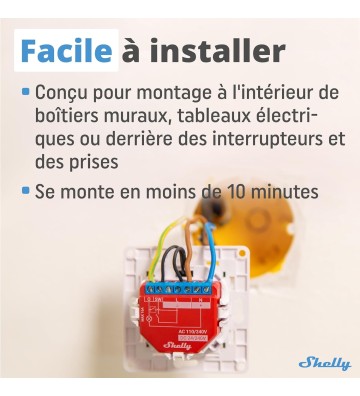 Shelly Plus 1PM - Module relais interrupteur connecté Wi-Fi 16A - Mor Tech - Boost your tech. Empower your future