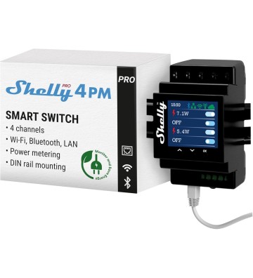Shelly Pro 4PM - Interrupteur connecté sur rail DIN, W-Fi