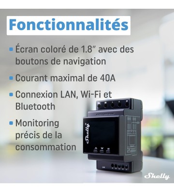 Shelly Pro 4PM - Interrupteur connecté sur rail DIN, W-Fi