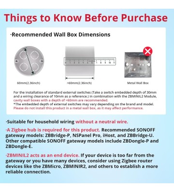 SONOFF ZBMINIL2 ZigBee Interrupteur Sans Fil (Aucun Fil Neutre Requis)