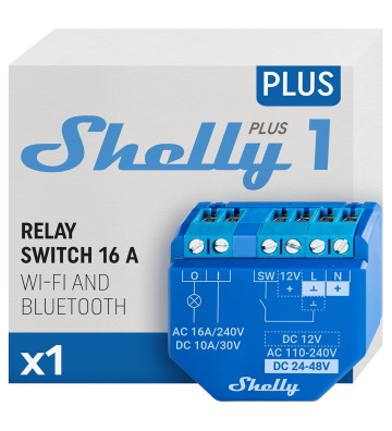 Shelly Plus 1 - Module interrupteur connecté Wi-Fi 16A, Contacts secs