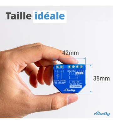 Shelly Plus 1 - Module interrupteur connecté Wi-Fi 16A, Contacts secs